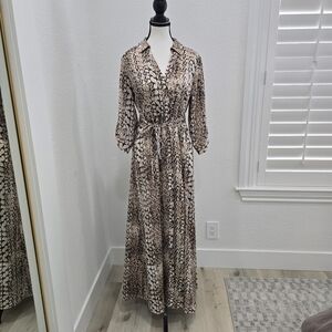 INC International Concepts Dress Size 4 Snake Skin Print Collared V Neck